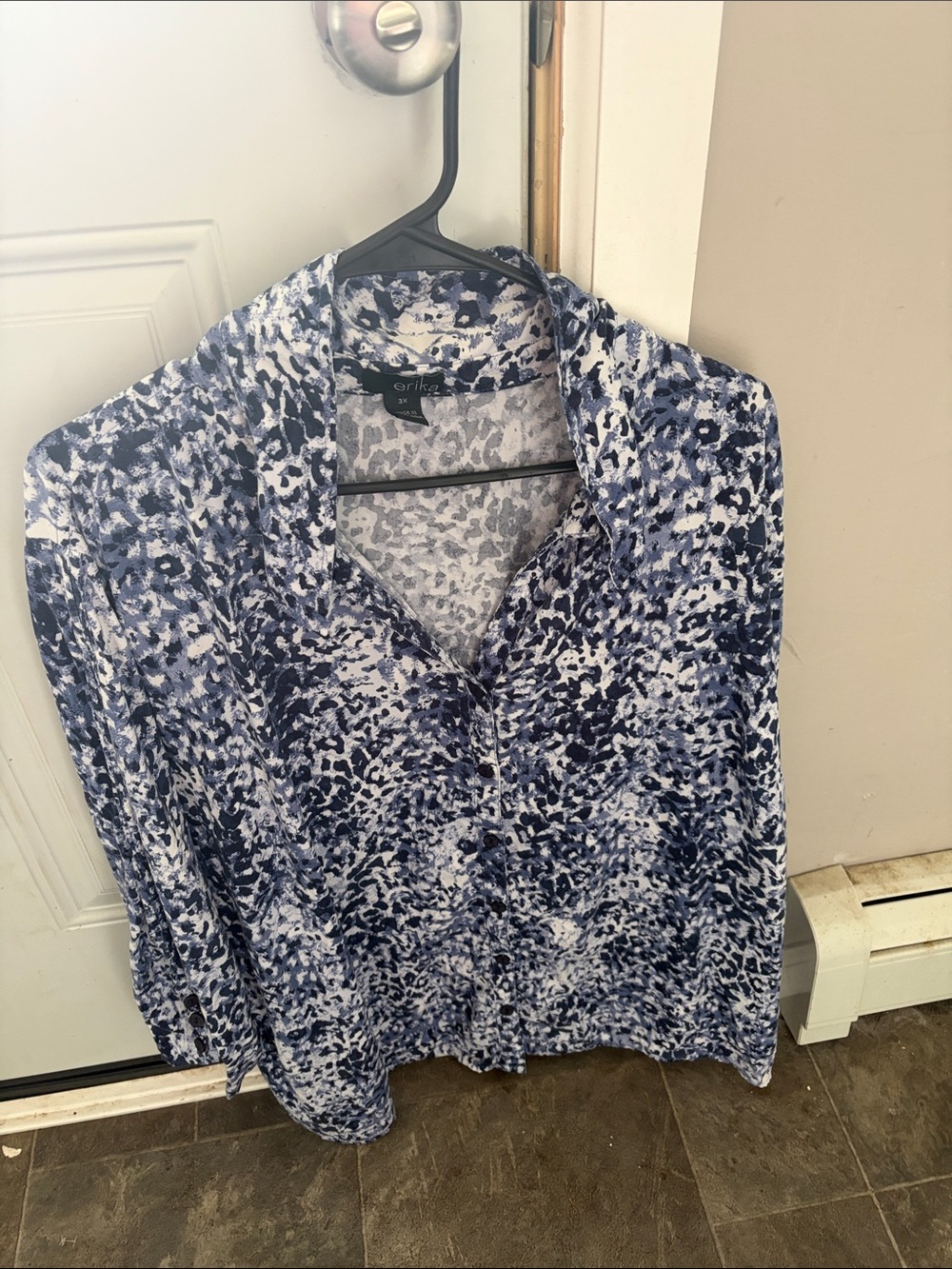Erika Blue and White Abstract Print Button-Down Shirt